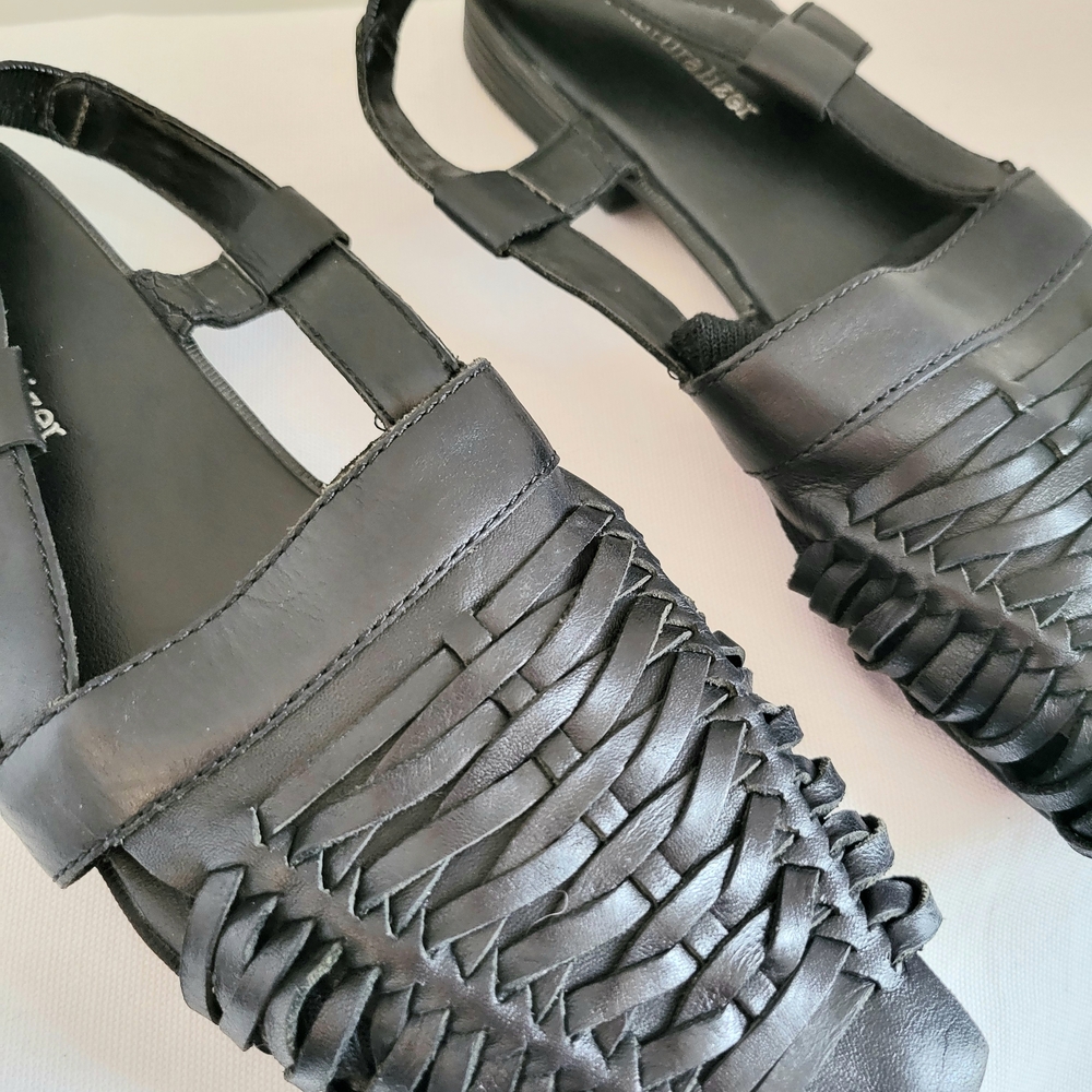 Naturalizer "Weeve Me" Black Leather Slingback Flats 9M